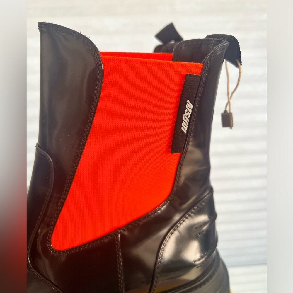 MSGM Stivale DONNA BLACK Chunky Lug Boot Highlight ORANGE EU 40 Brand NEW - Picture 6 of 11